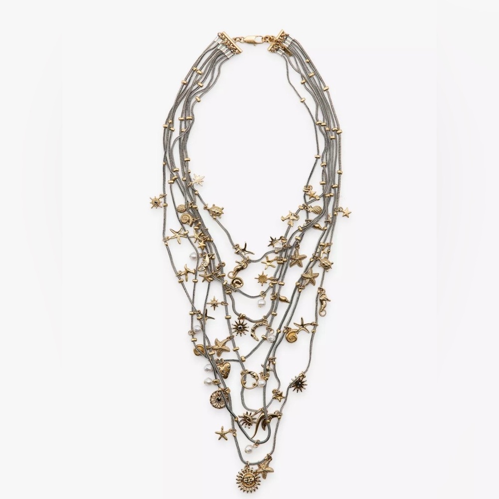 ZARA BNWT MARINE MULTI-CHARM METAL NECKLACE